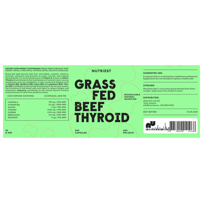 Grass fed Beef THYROID 240 capsule – supliment alimentar